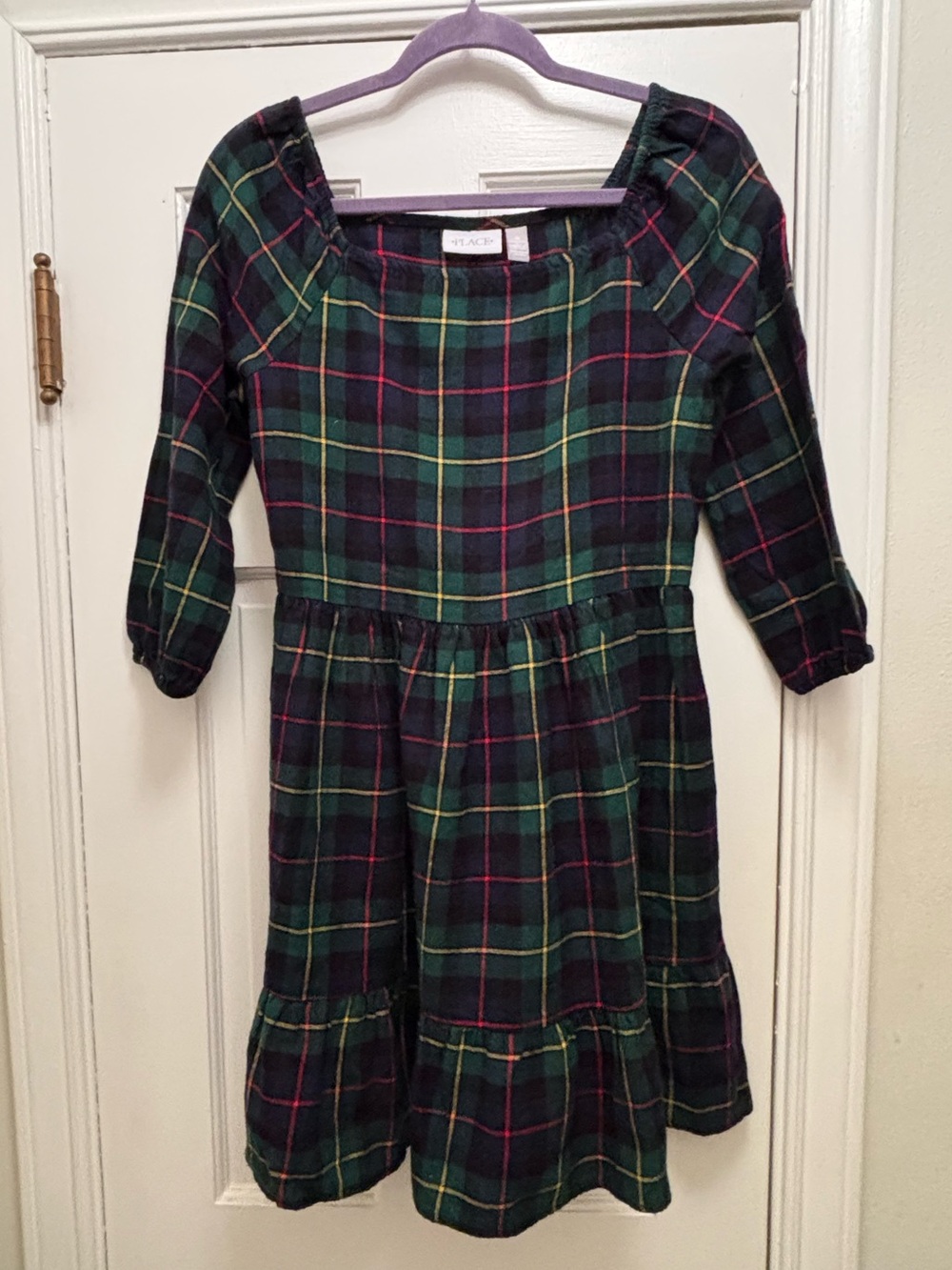 Children's Place Green Navy and Pink Plaid Ruffle-Hem Dress 100% Cotton
Size XXL